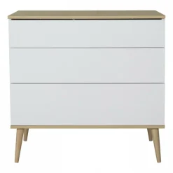Commode 3 tiroirs flow white et oak