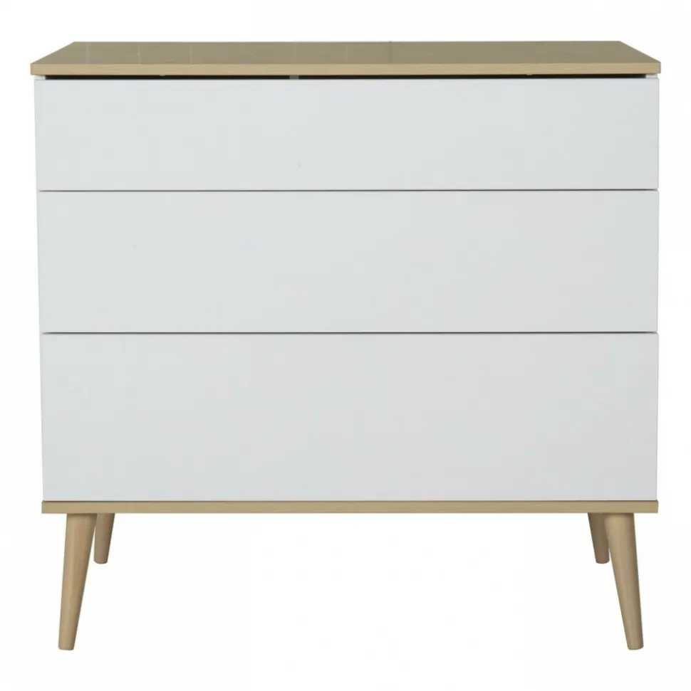 Commode 3 tiroirs flow white et oak