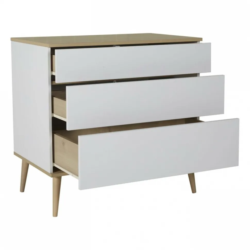 Commode 3 tiroirs flow white et oak