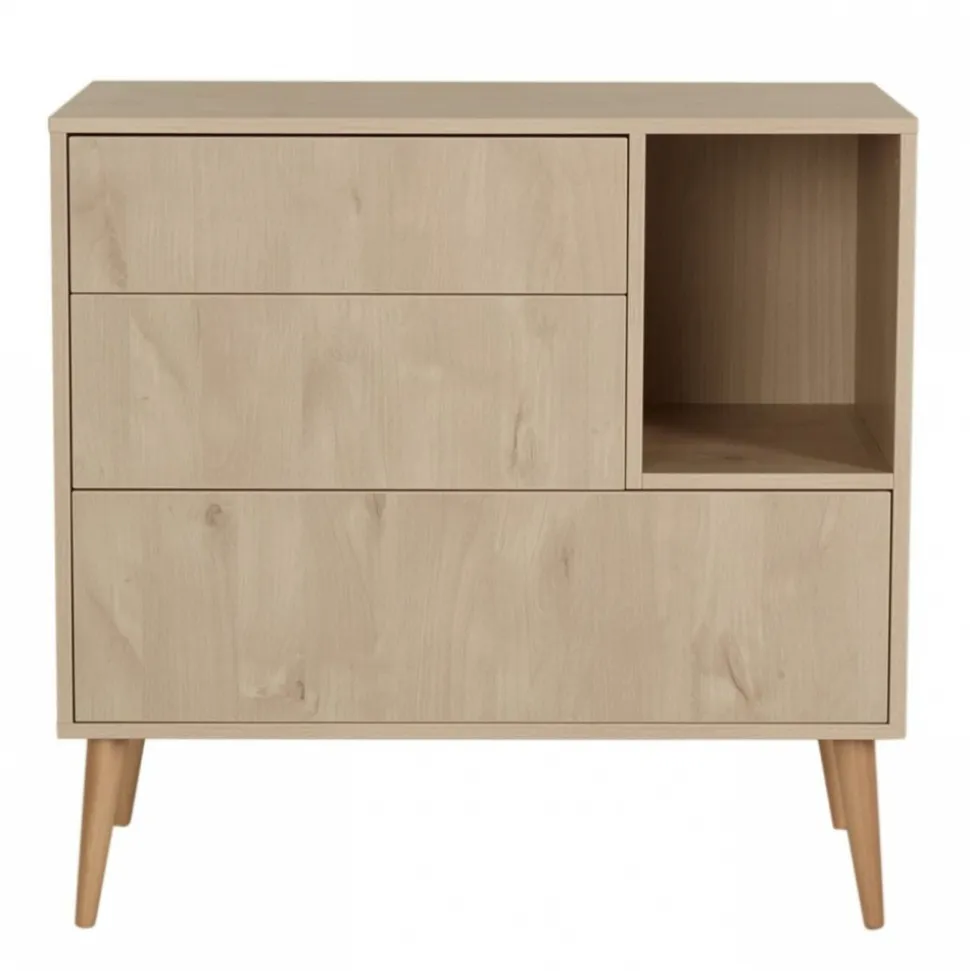 Commode 3 tiroirs 1 niche cocoon natural oak