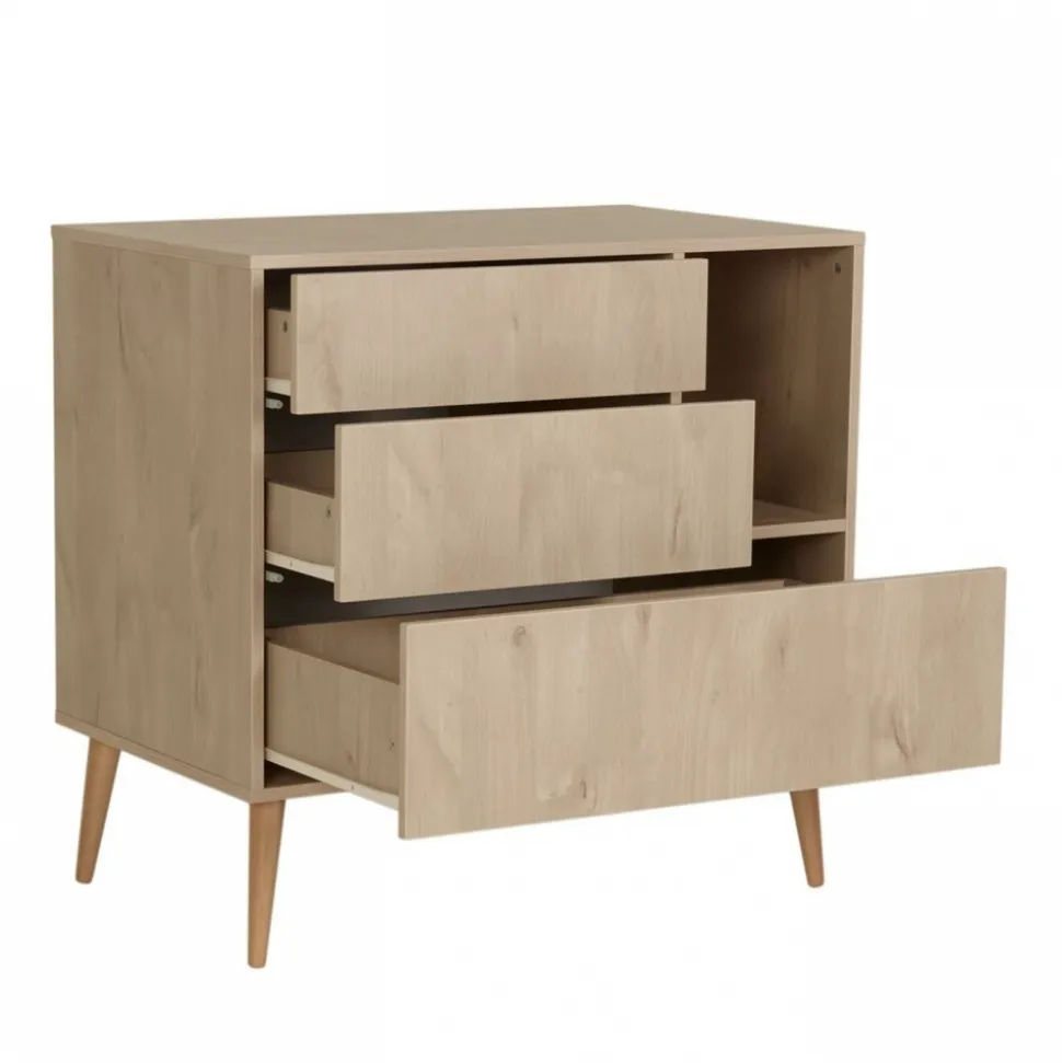 Commode 3 tiroirs 1 niche cocoon natural oak
