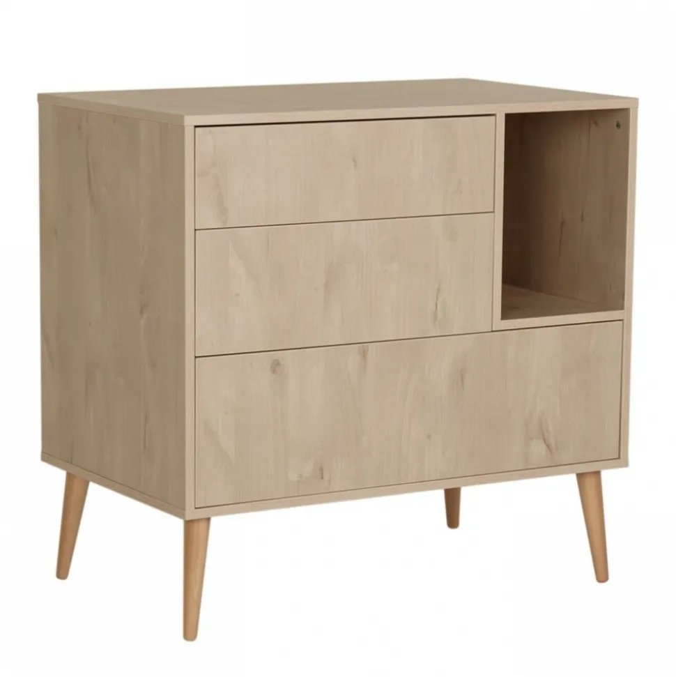 Commode 3 tiroirs 1 niche cocoon natural oak