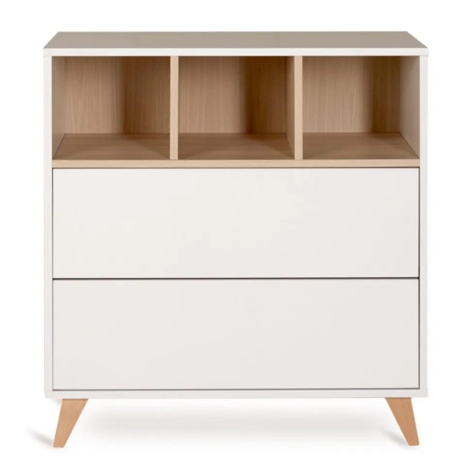 Commode 2 tiroirs 3 niches loft white
