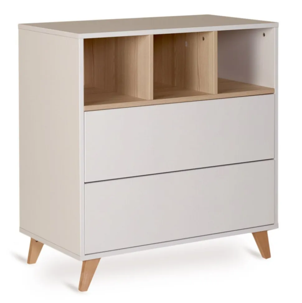 Commode 2 tiroirs 3 niches loft white