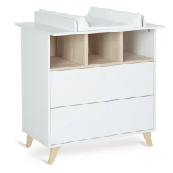 Commode 2 tiroirs 3 niches loft white