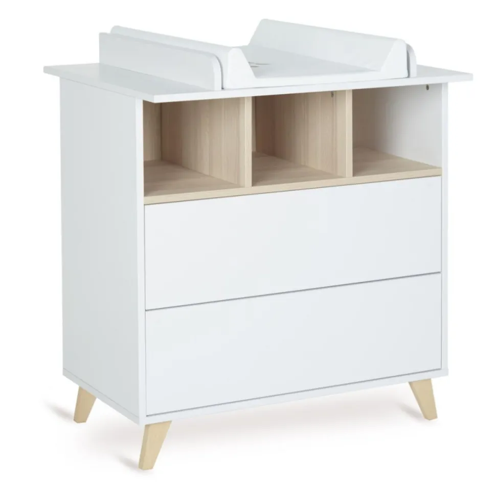 Commode 2 tiroirs 3 niches loft white
