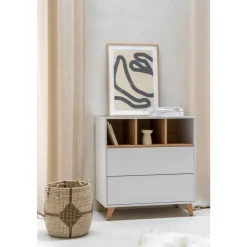 Commode 2 tiroirs 3 niches loft white