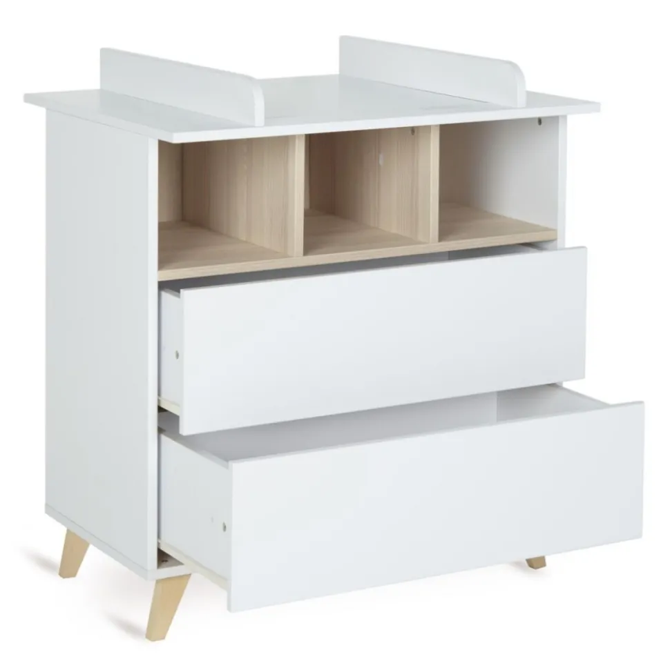 Commode 2 tiroirs 3 niches loft white