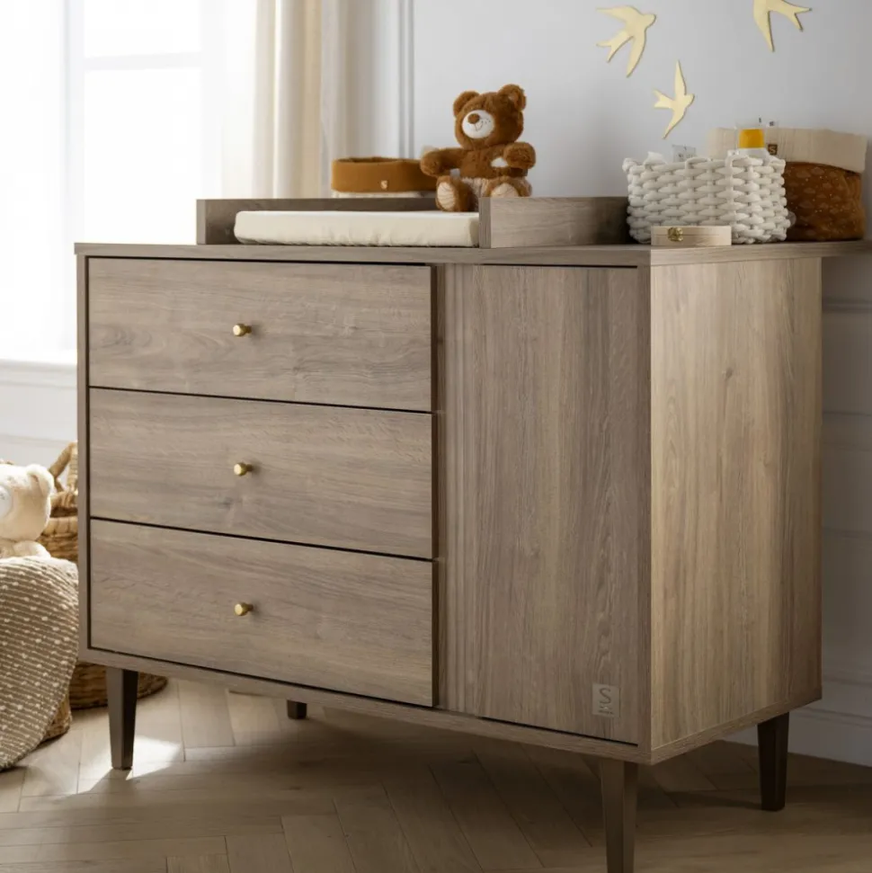 Commode 3 tiroirs 1 porte mokka