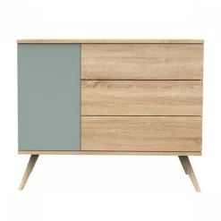 Commode 3 tiroirs 1 porte sauge seventies