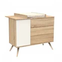 Commode 3 tiroirs 1 porte vanille seventies
