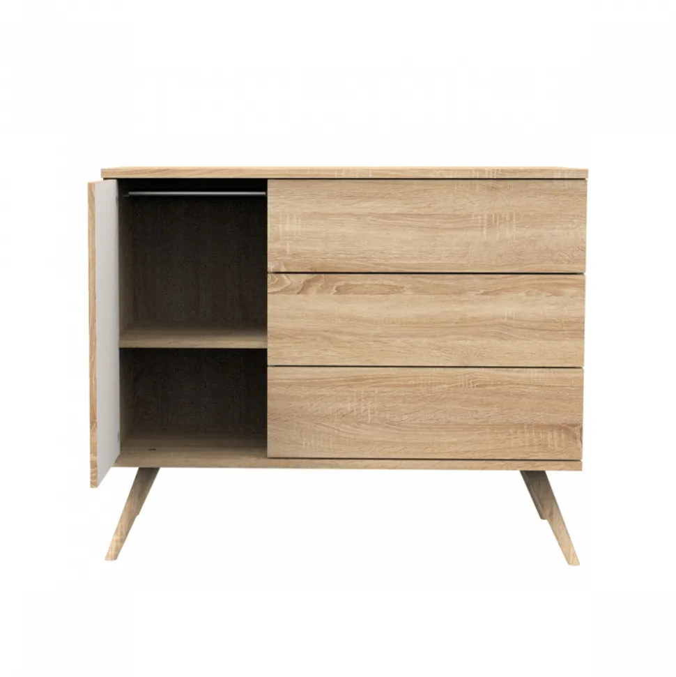 Commode 3 tiroirs 1 porte vanille seventies