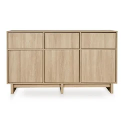Commode xl avec 3 portes et 3 tiroirs kyo - honey ash