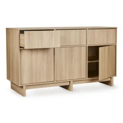 Commode xl avec 3 portes et 3 tiroirs kyo - honey ash