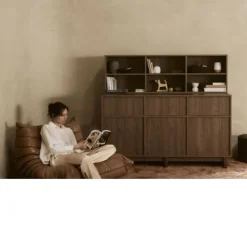 Commode xl avec 3 portes et 3 tiroirs kyo - walnut
