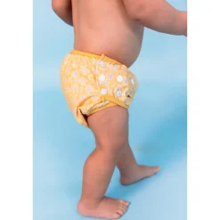 Couche de bain lavable 0-3 ans fleurs jaunes
