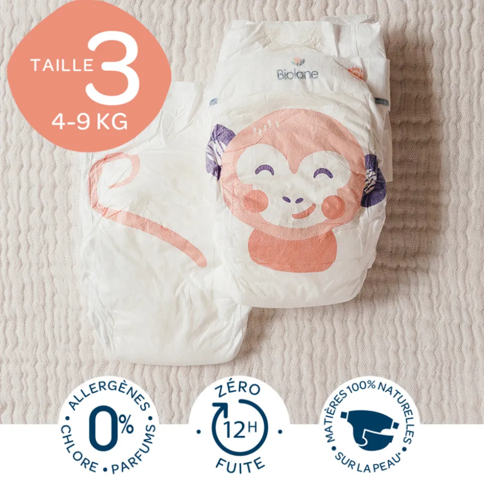 Couches bébé écologiques taille 3 - 52 couches