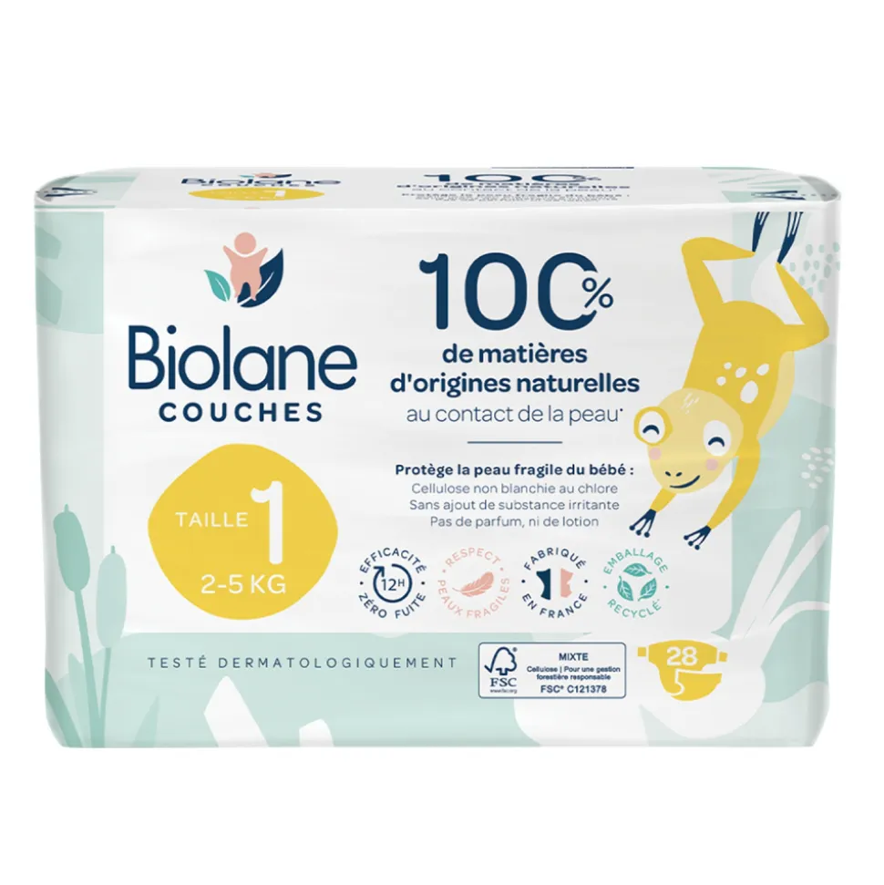 Couches bébé écologiques taille 1 - 28 couches