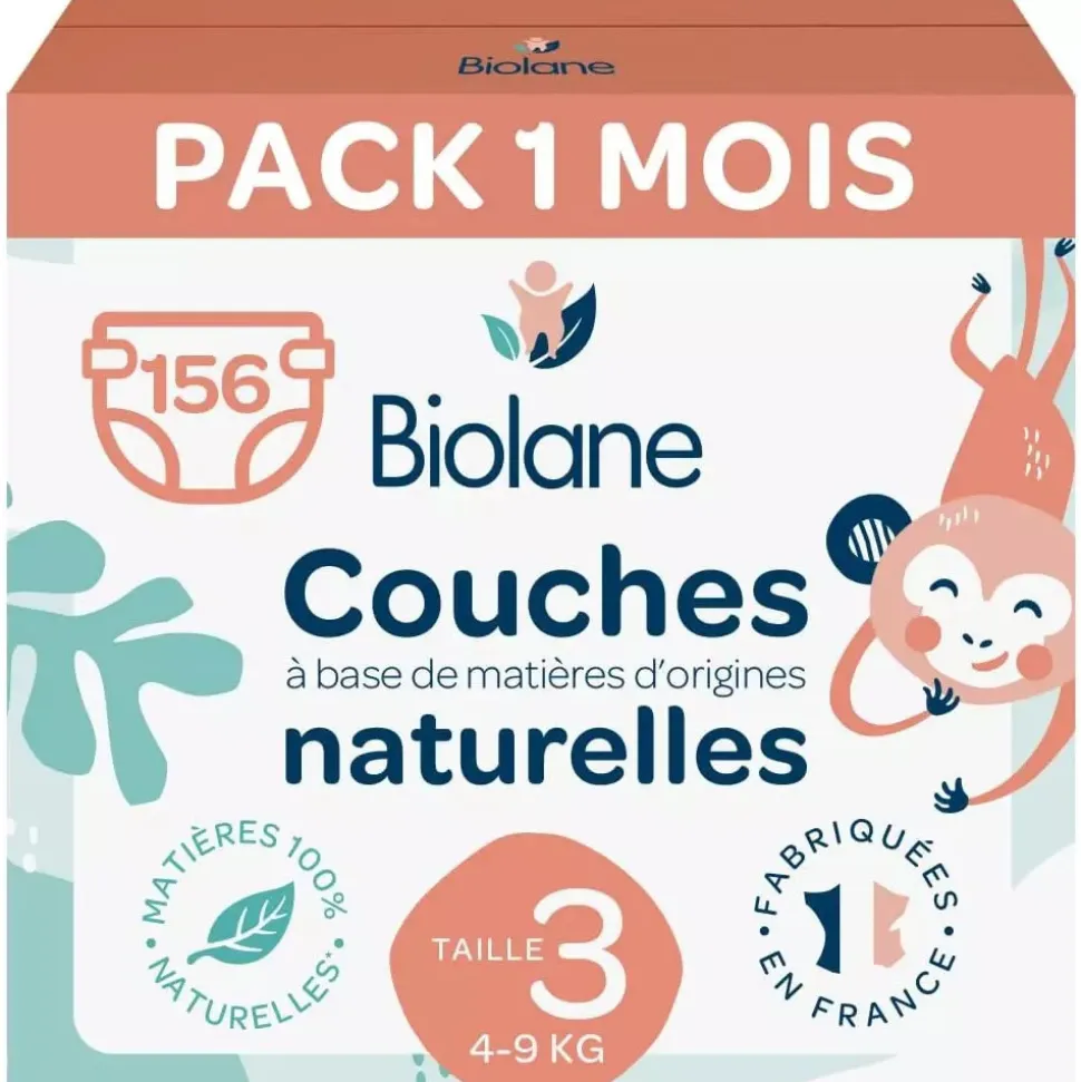 Couches bébé taille 3 pack 1 mois 156 couches