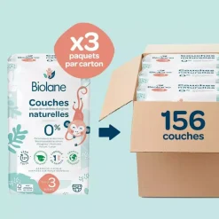Couches bébé taille 3 pack 1 mois 156 couches