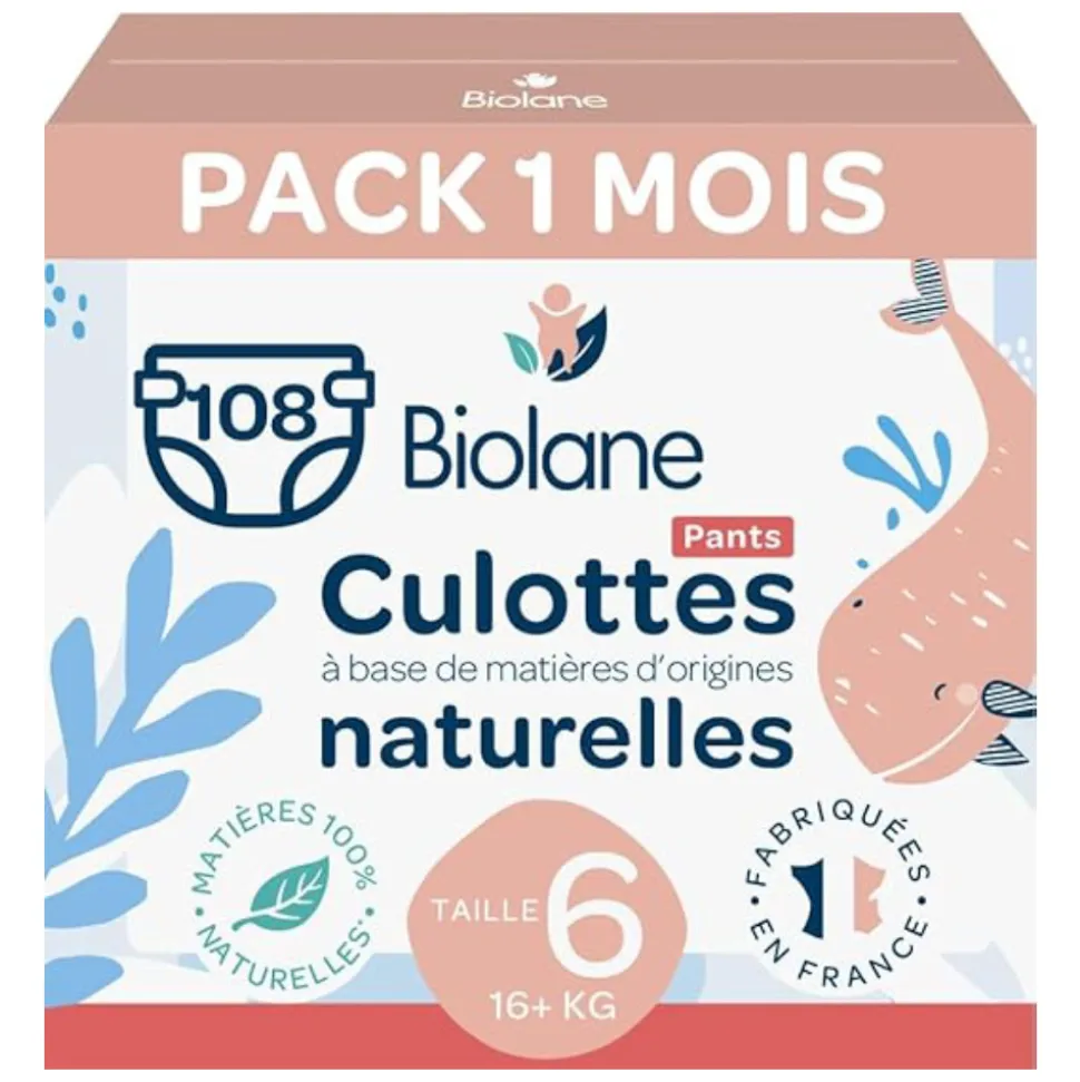 Couches culottes bébé taille 6 pack 1 mois 108 couches