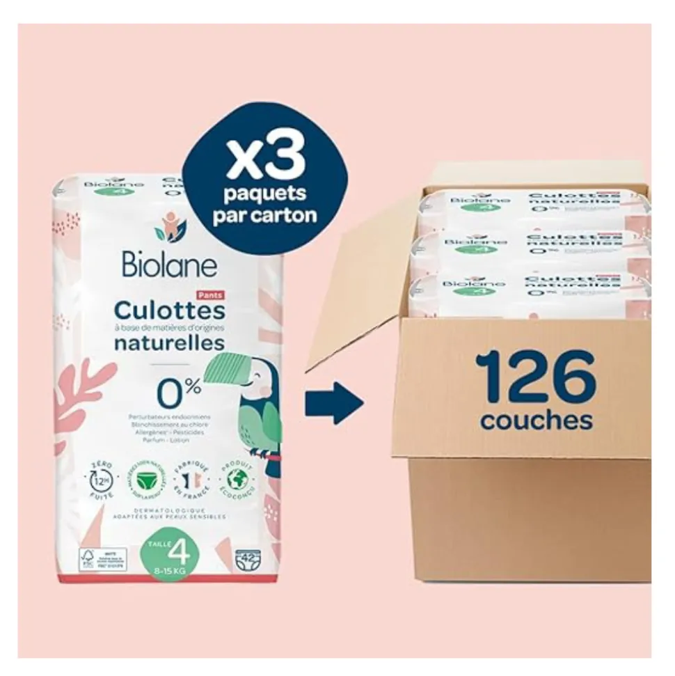 Couches culottes bébé taille 4 pack 1 mois 126 couches