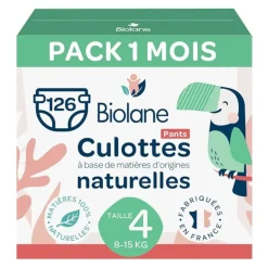 Couches culottes bébé taille 4 pack 1 mois 126 couches