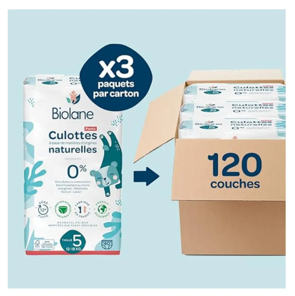 Couches culottes bébé taille 5 pack 1 mois 120 couches