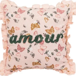 Coussin carré alina 40 x 40 cm coton brodé