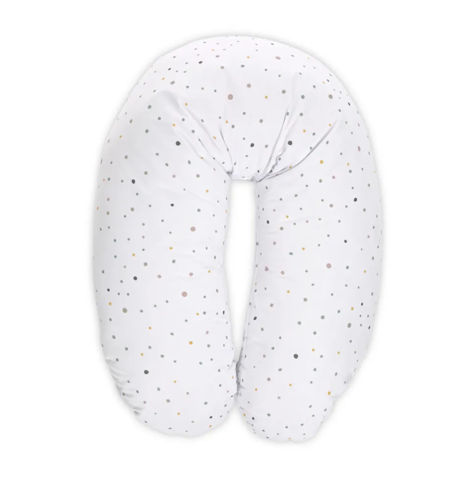 Coussin d'allaitement 190 cm blanc à pois