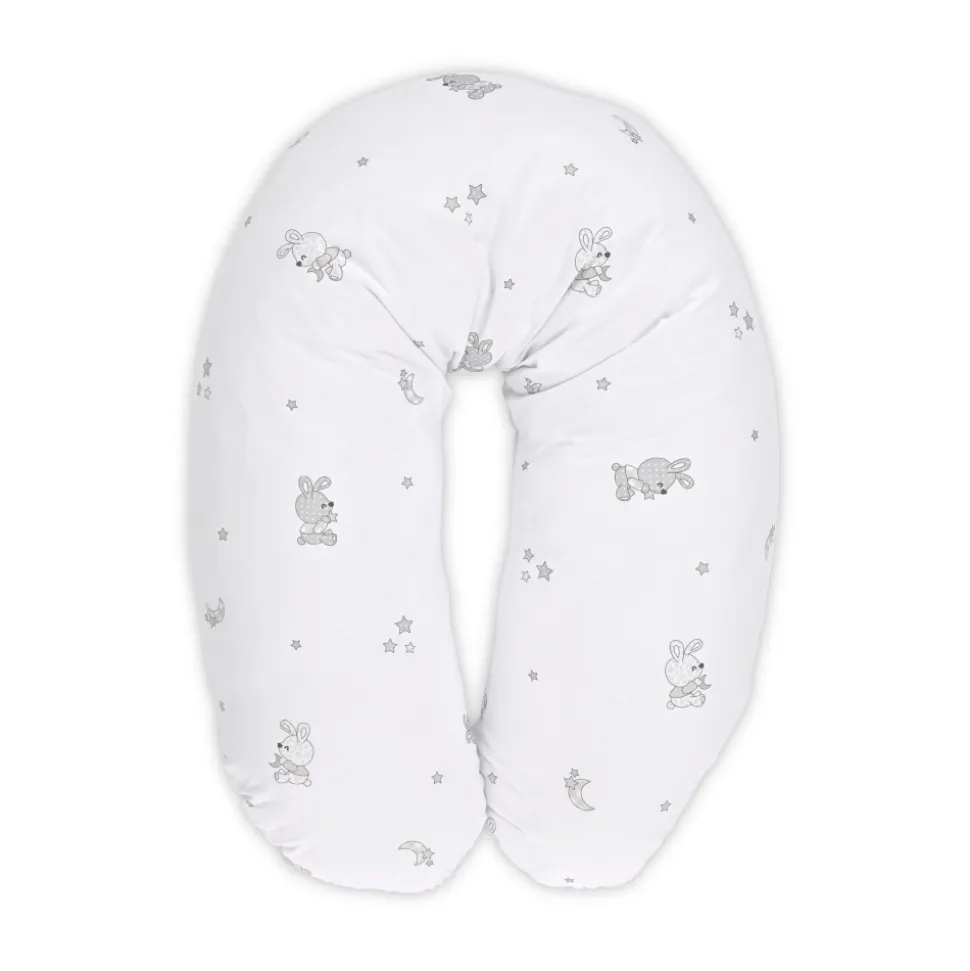 Coussin d'allaitement 190 cm blanc et gris