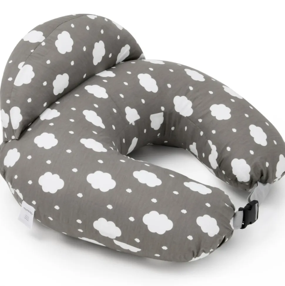 Coussin d'allaitement ergonomique avec ceinture réglable gris