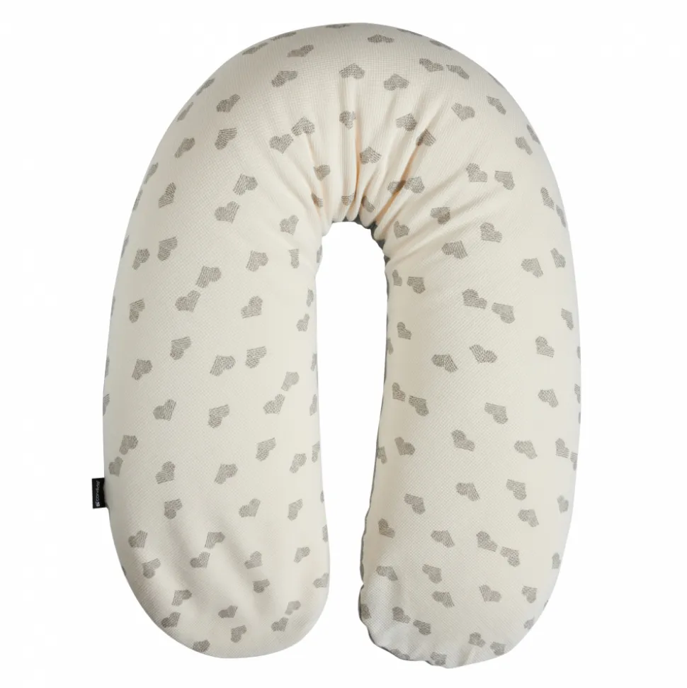 Coussin d'allaitement jersey cœurs / gris