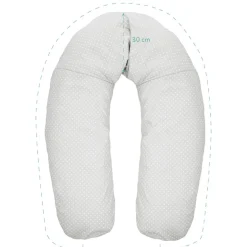 Coussin d'allaitement microbille gris pois blanc