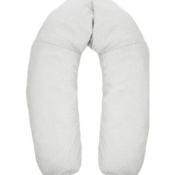 Coussin d'allaitement microbille gris pois blanc