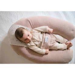 Coussin d'allaitement multirelax eponge - microfibre pois / noisette