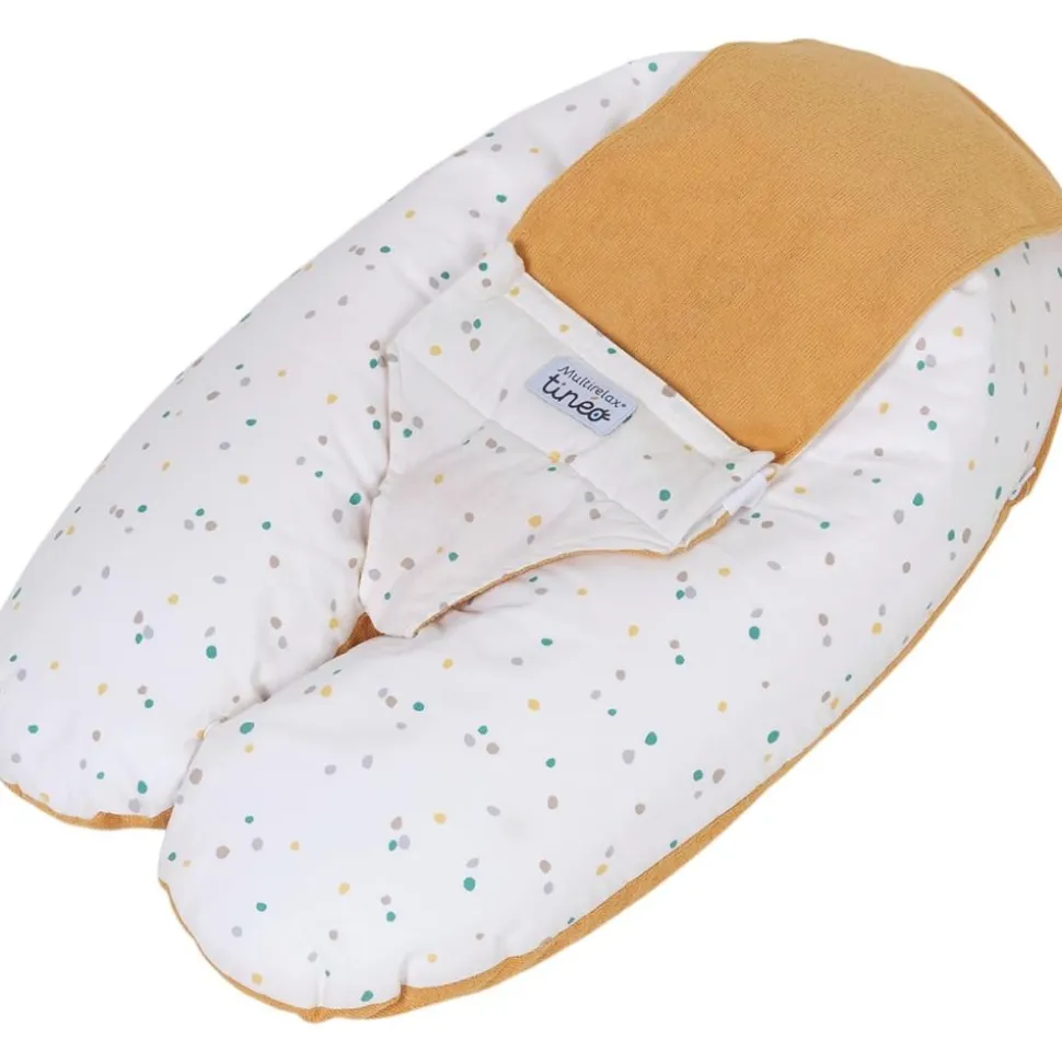 Coussin d'allaitement multirelax eponge - microfibre pois / jaune