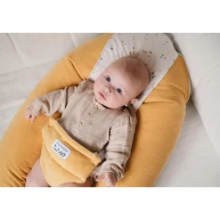 Coussin d'allaitement multirelax eponge - microfibre pois / jaune