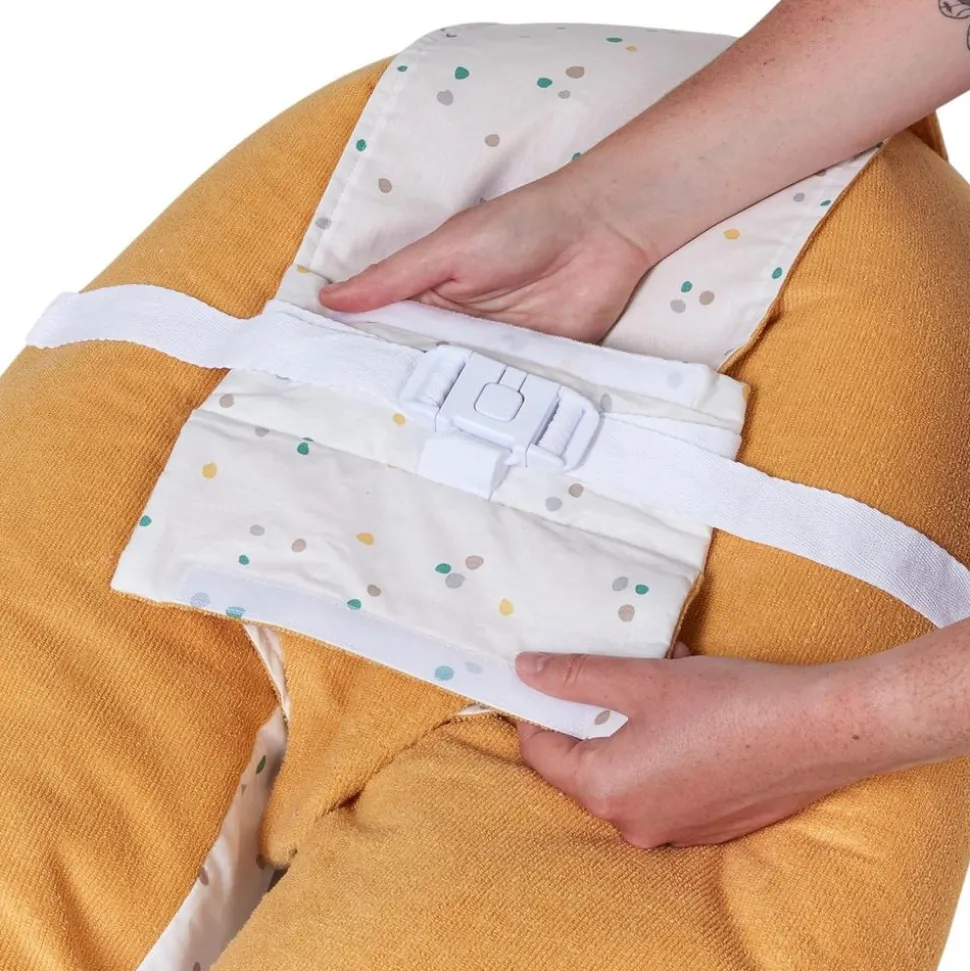 Coussin d'allaitement multirelax eponge - microfibre pois / jaune
