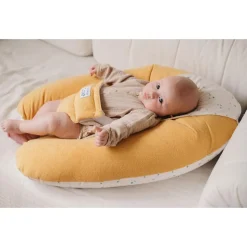 Coussin d'allaitement multirelax eponge - microfibre pois / jaune
