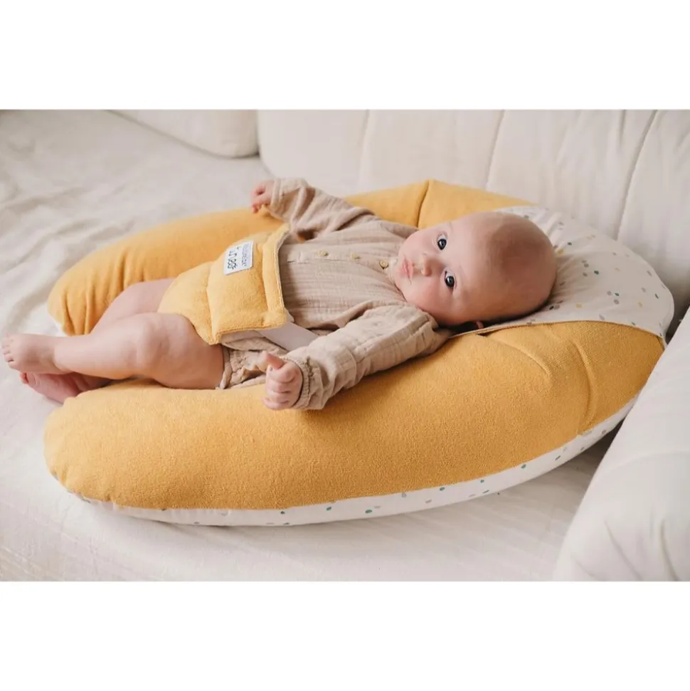 Coussin d'allaitement multirelax eponge - microfibre pois / jaune