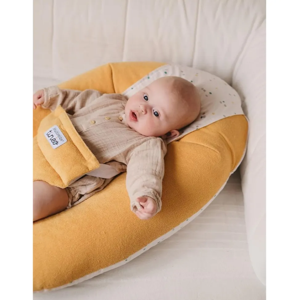 Coussin d'allaitement multirelax eponge - microfibre pois / jaune