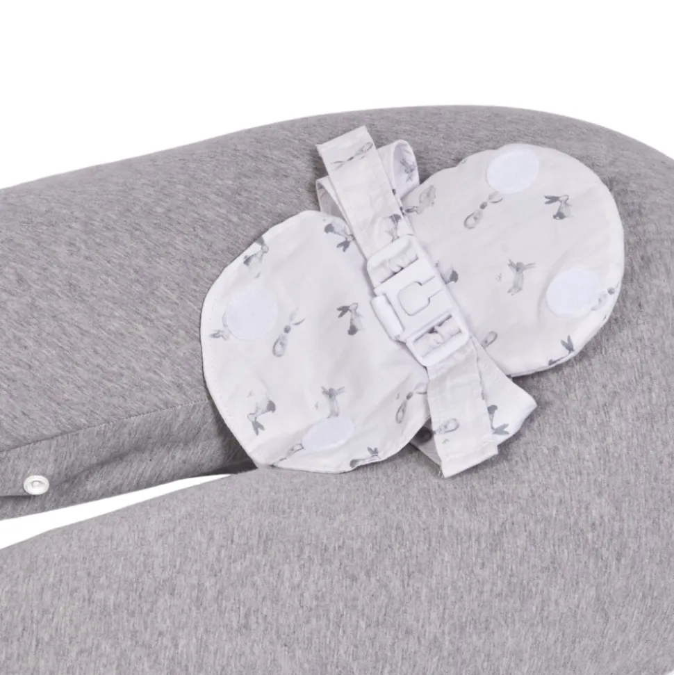 Coussin d'allaitement multirelax+ jersey gris chiné / lapins
