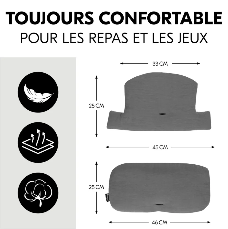 Coussin de chaise haute select muslin dark grey