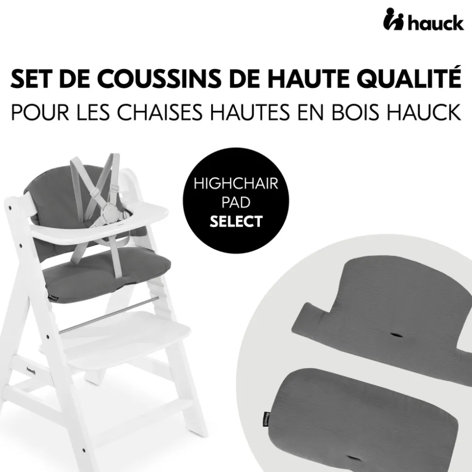 Coussin de chaise haute select muslin dark grey
