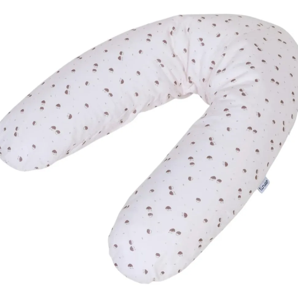 Coussin de maternité et d'allaitement jersey coton ecru / hérissons