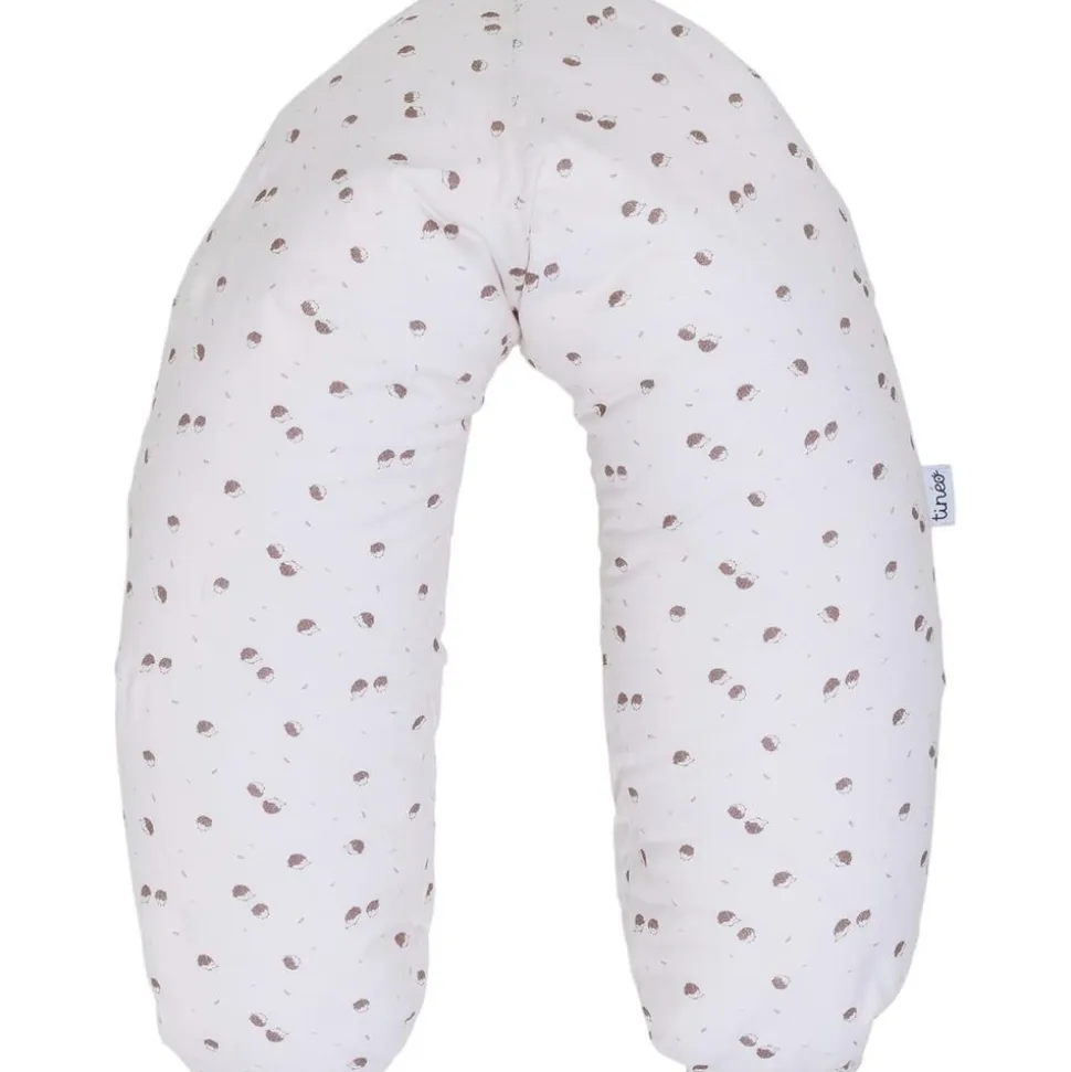 Coussin de maternité et d'allaitement jersey coton ecru / hérissons