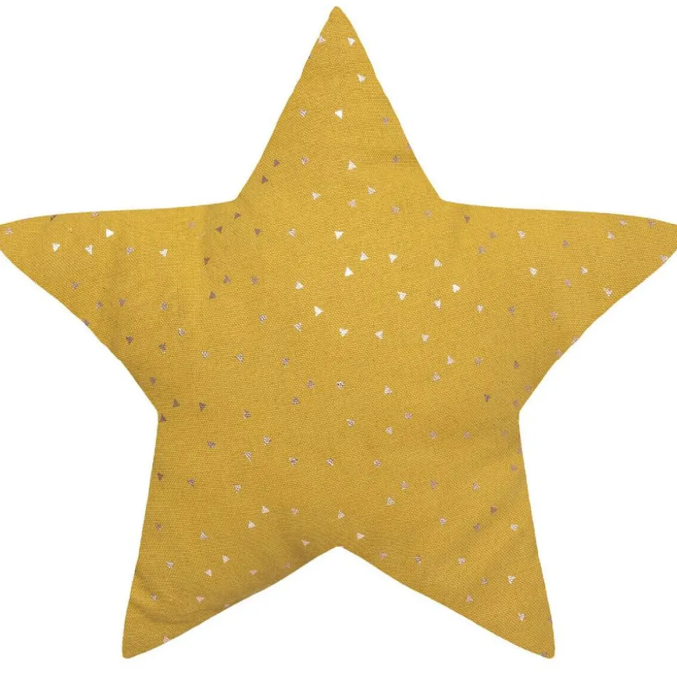 Coussin enfant oya étoile jaune moutarde