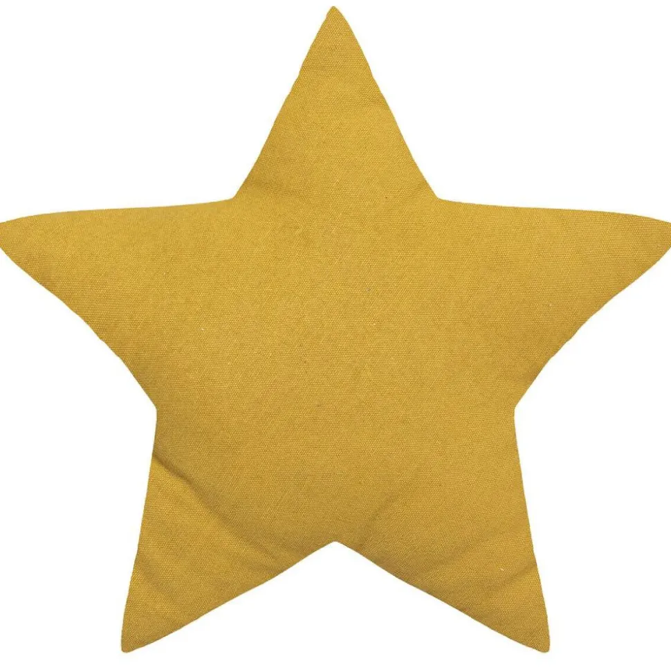 Coussin enfant oya étoile jaune moutarde