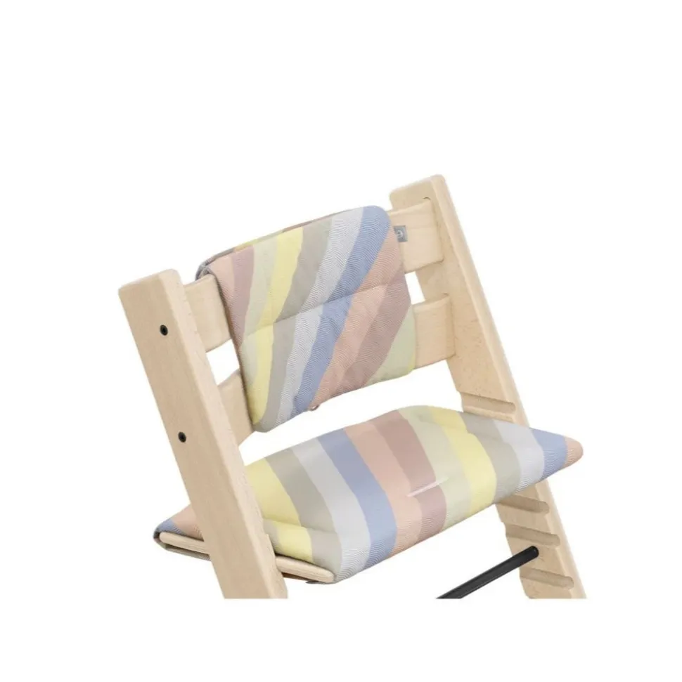 Coussin pour chaise haute tripp trapp rayures pastel